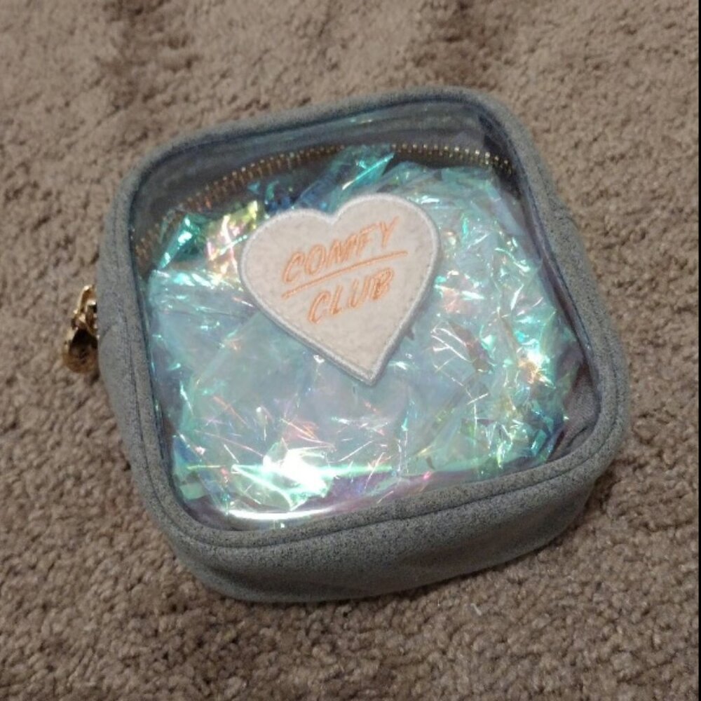 Stoney Clover Lane mini clear front pouch in sweater grey w/ sewn T&E patch